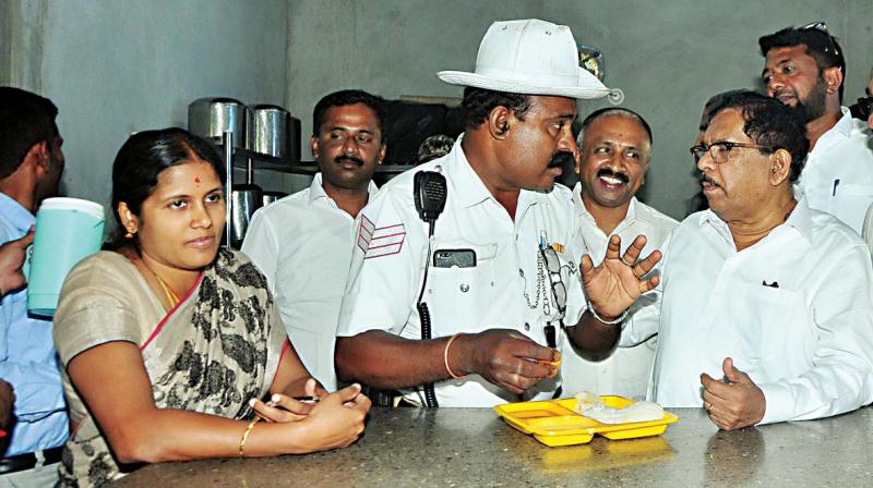 After recent complaints of deteriorating food quality, Deputy Chief Minister Dr G. Parameshwar visited a few Indira Canteens and sent food samples for testing. After recent complaints of deteriorating food quality, Deputy Chief Minister Dr G. Parameshwar visited a few Indira Canteens and sent food samples for testing.