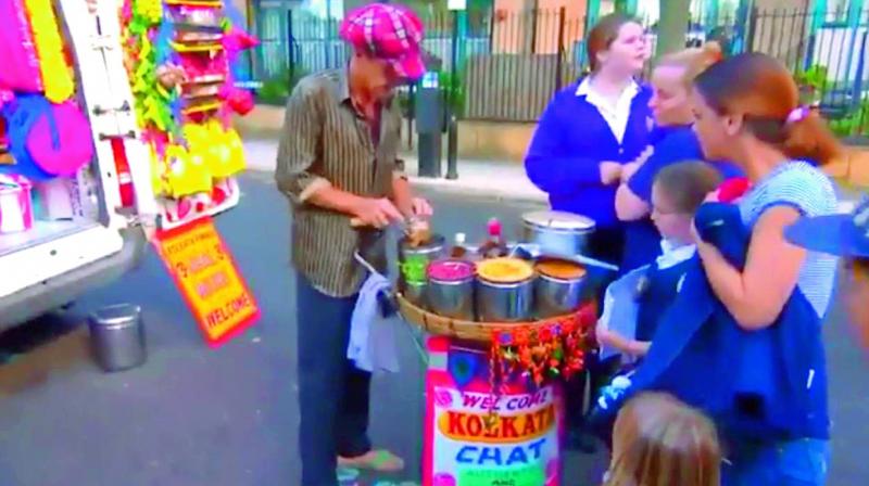 Chef Angus Denoon serving jhalmuri in London. Chef Angus Denoon serving jhalmuri in London.