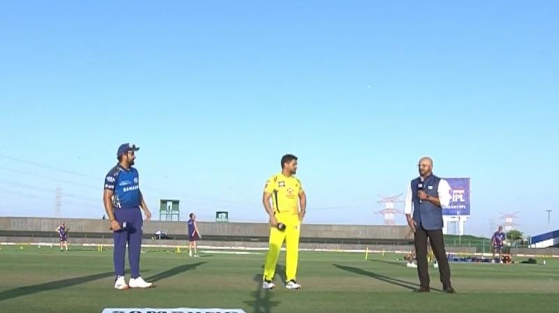 Mumbai Indians captain Rohit Sharma and Chennai Super Kings captain M S Dhoni take the toss, which the latter won. (Photo: BCCI)