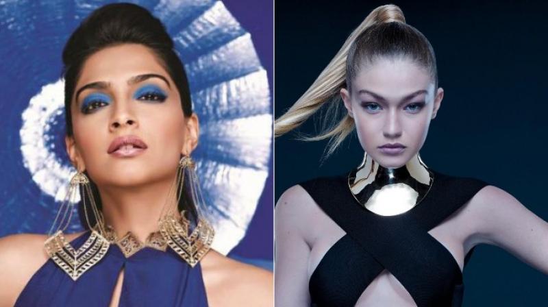 Sonam Kapoor and Gigi Hadid. Sonam Kapoor and Gigi Hadid.