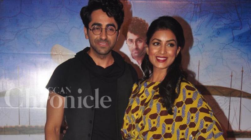 Ayushmann Khurrana with Pallavi Sharda. Ayushmann Khurrana with Pallavi Sharda.