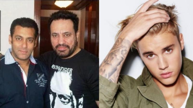 Salman Khan, his bodyguard Shera and Justin Bieber. Salman Khan, his bodyguard Shera and Justin Bieber.