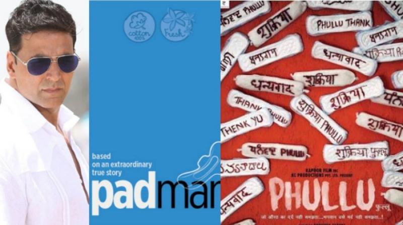 Akshay Kumar and posters of 'Padman' and 'Phullu.' Akshay Kumar and posters of 'Padman' and 'Phullu.'