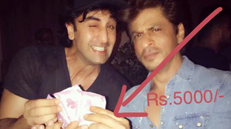 When Shah Rukh gave Ranbir his reward. (Pic: Twitter/iamsrk) When Shah Rukh gave Ranbir his reward. (Pic: Twitter/iamsrk)