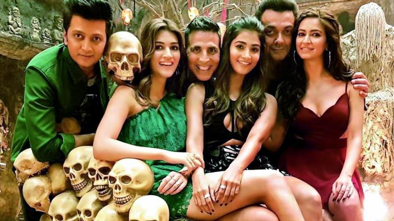 The film boasts a huge starcast — Akshay Kumar, Riteish Deshmukh, Bobby Deol, both the Kritis – Sanon and Kharbanda, Pooja Hegde, Rana Daggubati, Amanda Rosario apart from Boman Irani and Nawazuddin Siddiqui among a host of others. The film boasts a huge starcast — Akshay Kumar, Riteish Deshmukh, Bobby Deol, both the Kritis – Sanon and Kharbanda, Pooja Hegde, Rana Daggubati, Amanda Rosario apart from Boman Irani and Nawazuddin Siddiqui among a host of others.