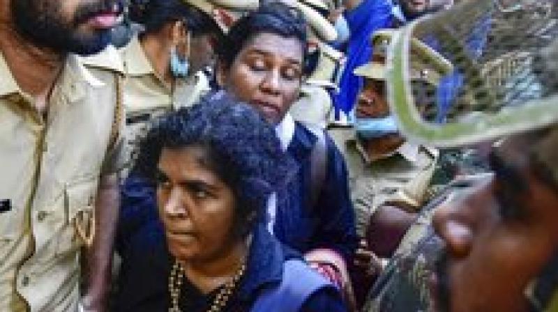 Bindu Ammini, 40, a law lecturer at Kerala's Kannur University and Kanakadurga, 39, a civil servant, said they were determined to enter despite threats of violence.(Photo: File | PTI) Bindu Ammini, 40, a law lecturer at Kerala's Kannur University and Kanakadurga, 39, a civil servant, said they were determined to enter despite threats of violence.(Photo: File | PTI)