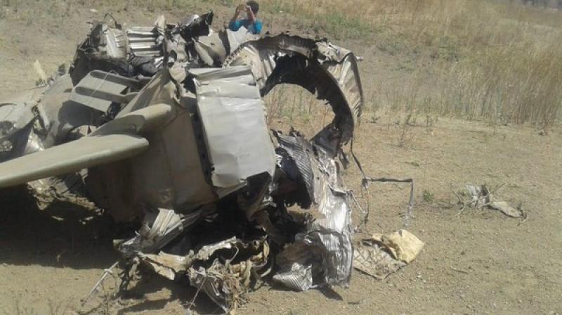 The MiG 27 UPG jet took off from Utarlai airforce base and the jet experienced engine problems leading to the crash at around 11:45 AM in Sirohi district. (Photo: ANI) The MiG 27 UPG jet took off from Utarlai airforce base and the jet experienced engine problems leading to the crash at around 11:45 AM in Sirohi district. (Photo: ANI)