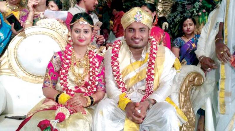 Amulya and Jagdish at their wedding ceremony Amulya and Jagdish at their wedding ceremony