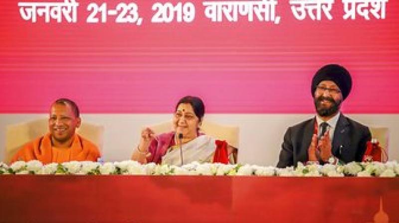 ‘By 2022, these ageing countries will become super-aged with over one-third of their population over 65 years of age, while India will have the world's largest working population,’ says External Affairs Minister Sushma Swaraj. (Photo: PTI) ‘By 2022, these ageing countries will become super-aged with over one-third of their population over 65 years of age, while India will have the world's largest working population,’ says External Affairs Minister Sushma Swaraj. (Photo: PTI)