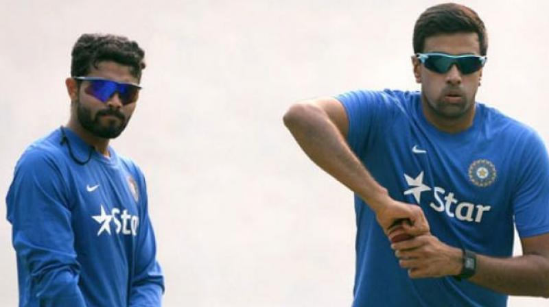 On expected lines, Jadeja and Ashwin have bowled 108.2 and 108.3 overs in the series so far taking 13 and 11 wickets respectively.(Photo: AFP) On expected lines, Jadeja and Ashwin have bowled 108.2 and 108.3 overs in the series so far taking 13 and 11 wickets respectively.(Photo: AFP)
