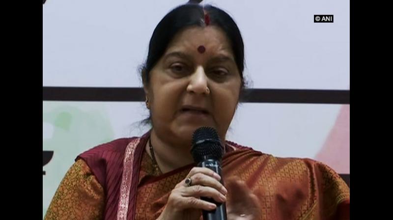 Bringing back captured Indian Air Force (IAF) pilot Abhinandan Varthaman from Pakistan in just two days was a major diplomatic success for India, said External Affairs Minister Sushma Swaraj addressing 'Vijay Sankalp Sabha' on Sunday. (Photo: ANI) Bringing back captured Indian Air Force (IAF) pilot Abhinandan Varthaman from Pakistan in just two days was a major diplomatic success for India, said External Affairs Minister Sushma Swaraj addressing 'Vijay Sankalp Sabha' on Sunday. (Photo: ANI)