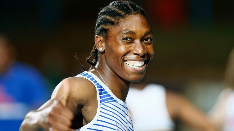 South African 800-metre Olympic champion Caster Semenya reacts after winning the womens 200m final during the Athletics Gauteng North Championships at the LC de Villiers Athletics Stadium in Pretoria on Friday. AFP Photo