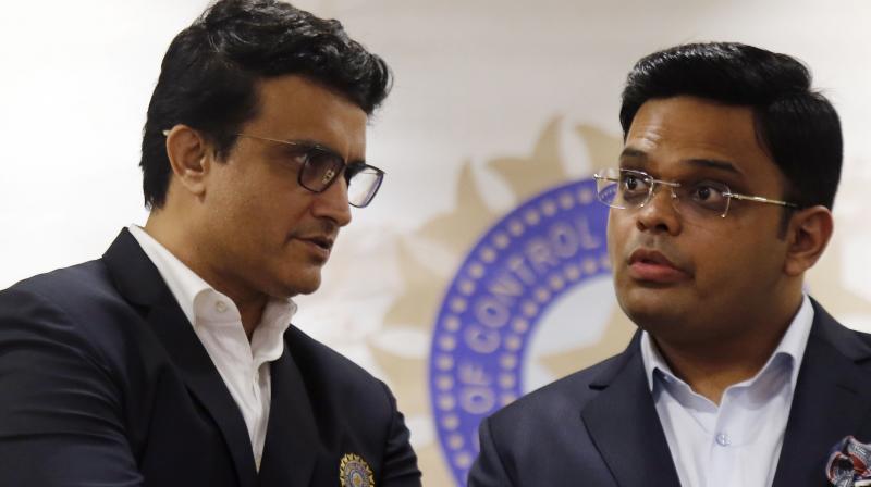 BCCI president Sourav Ganguly with secretary Jay Shah. AP Photo