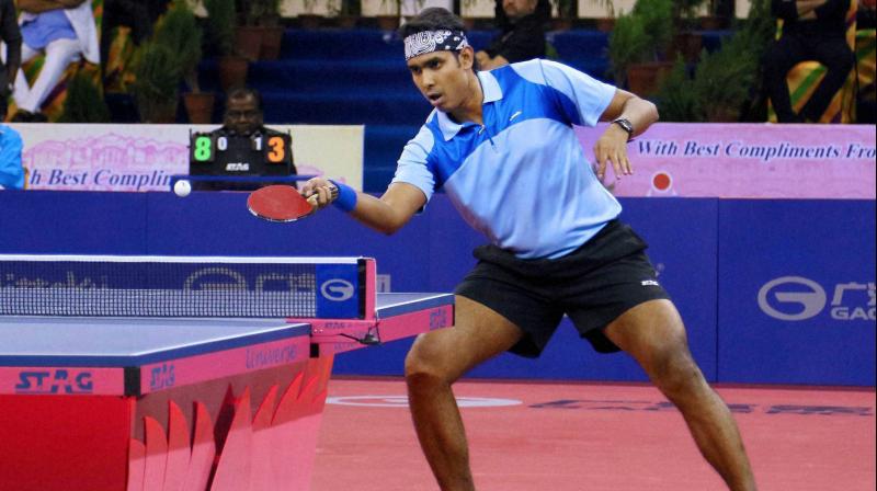 BACK HOME WITH TITLE: Achanta Sharath Kamal who won the Oman Challenger. PTI Photo BACK HOME WITH TITLE: Achanta Sharath Kamal who won the Oman Challenger. PTI Photo