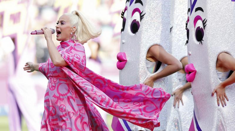Katy Perry performing before the start of the Women's T20 World Cup final between Australia and India in Melbourne. AP/PTI Photo Katy Perry performing before the start of the Women's T20 World Cup final between Australia and India in Melbourne. AP/PTI Photo