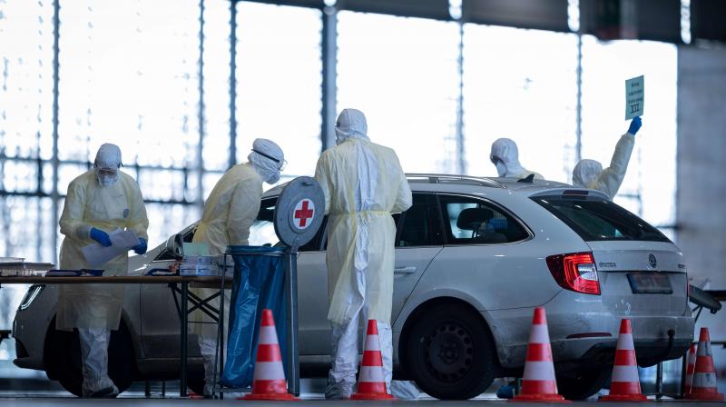 A Covid19 drive-through test centre. AFP Photo