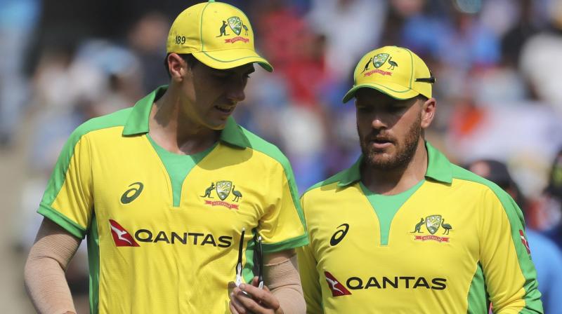 Pat Cummins with his one-day skipper Aaron Finch. AP Photo