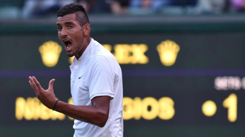 Tour organisers opened an investigation into Nick Kyrgios following an explosive meltdown at last month's Cincinnati Masters which saw him smash two racquets, launch an abusive tirade at the chair umpire before appearing to spit at the official during a second-round match. (Photo: AFP) Tour organisers opened an investigation into Nick Kyrgios following an explosive meltdown at last month's Cincinnati Masters which saw him smash two racquets, launch an abusive tirade at the chair umpire before appearing to spit at the official during a second-round match. (Photo: AFP)