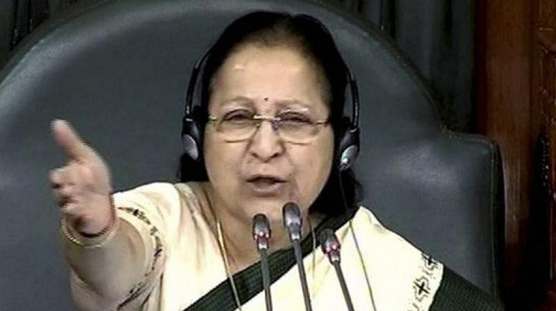 Speaker Sumitra Mahajan in the Lok Sabha. (Photo: PTI) Speaker Sumitra Mahajan in the Lok Sabha. (Photo: PTI)