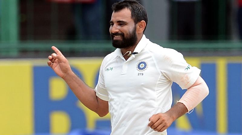 Shami, who was part of the Test and ODI squads in their just concluded series against West Indies, was back home and visited the Eden Gardens on the sidelines of Bengal's Ranji Trophy match against Madhya Pradesh. (Photo: AFP) Shami, who was part of the Test and ODI squads in their just concluded series against West Indies, was back home and visited the Eden Gardens on the sidelines of Bengal's Ranji Trophy match against Madhya Pradesh. (Photo: AFP)