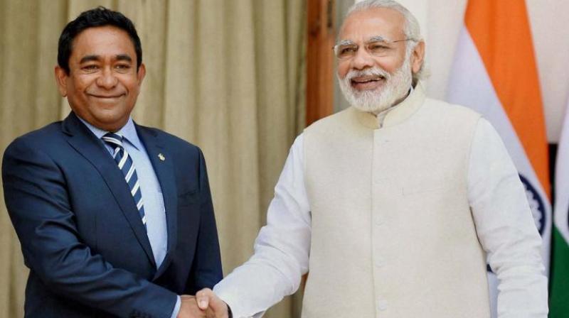 Maldivian President Abdulla Yameen Abdul Gayoom and Prime Minister Narendra Modi. (Photo: PTI/File) Maldivian President Abdulla Yameen Abdul Gayoom and Prime Minister Narendra Modi. (Photo: PTI/File)