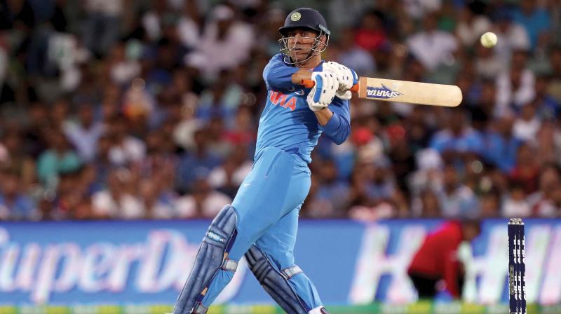M.S Dhoni plays a shot against Australia in Adelaide on Tuesday. (Photo: AP) M.S Dhoni plays a shot against Australia in Adelaide on Tuesday. (Photo: AP)