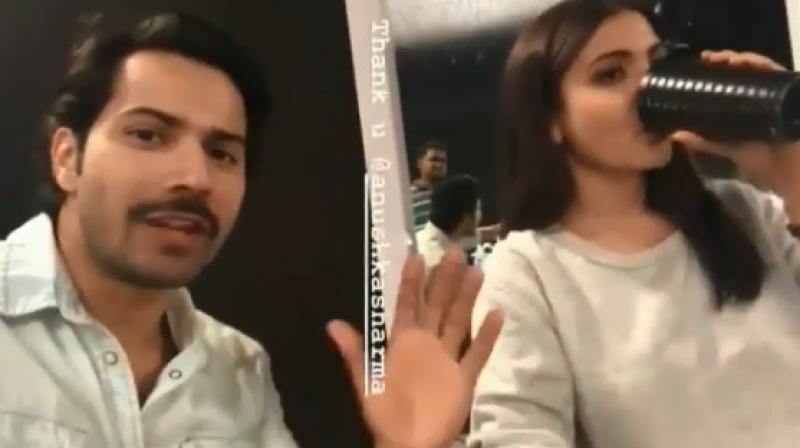 Varun Dhawan and Anushka Sharma in a still from the video. Varun Dhawan and Anushka Sharma in a still from the video.