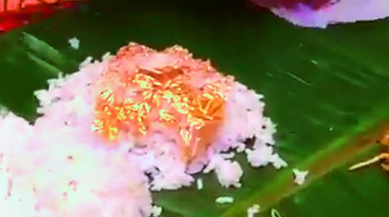 Rice platter served with gold. Rice platter served with gold.