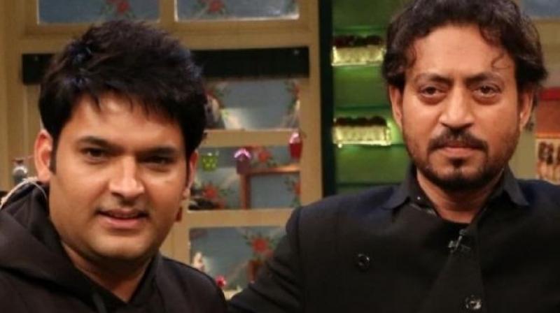 Kapil Sharma and Irrfan Khan on the sets on the former's comedy show. Kapil Sharma and Irrfan Khan on the sets on the former's comedy show.