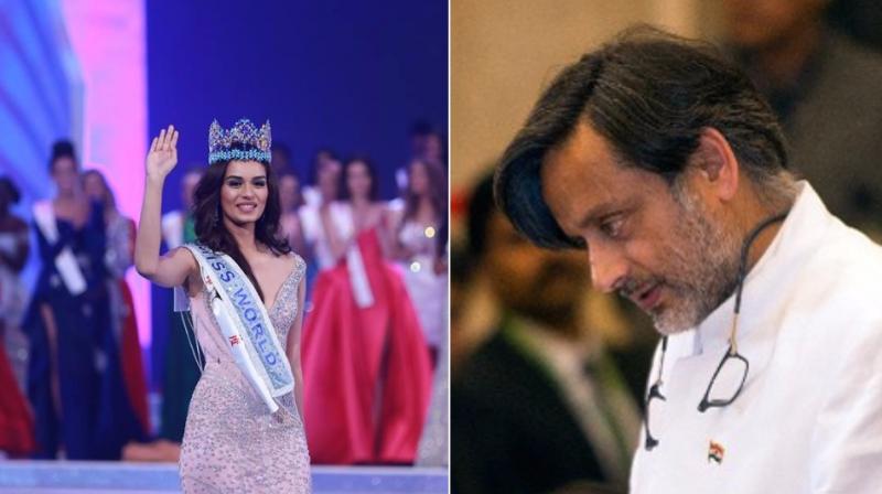 Tharoor apologised for his remark, which, he said, was a 'light-hearted' comment and also praised Manushi Chhillar. (Photo: DC/AFP) Tharoor apologised for his remark, which, he said, was a 'light-hearted' comment and also praised Manushi Chhillar. (Photo: DC/AFP)