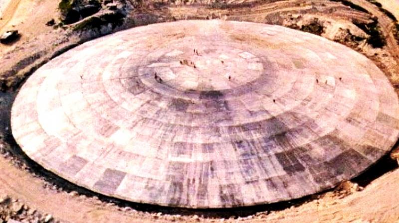 A huge concrete dome built over a crater left by one of the 43 nuclear blasts on Runit Island photographed in 1980. (Photo: AFP) A huge concrete dome built over a crater left by one of the 43 nuclear blasts on Runit Island photographed in 1980. (Photo: AFP)