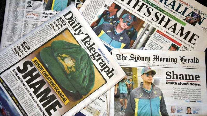 A view of Australian media reports on ball tampering. (Photo: AFP) A view of Australian media reports on ball tampering. (Photo: AFP)
