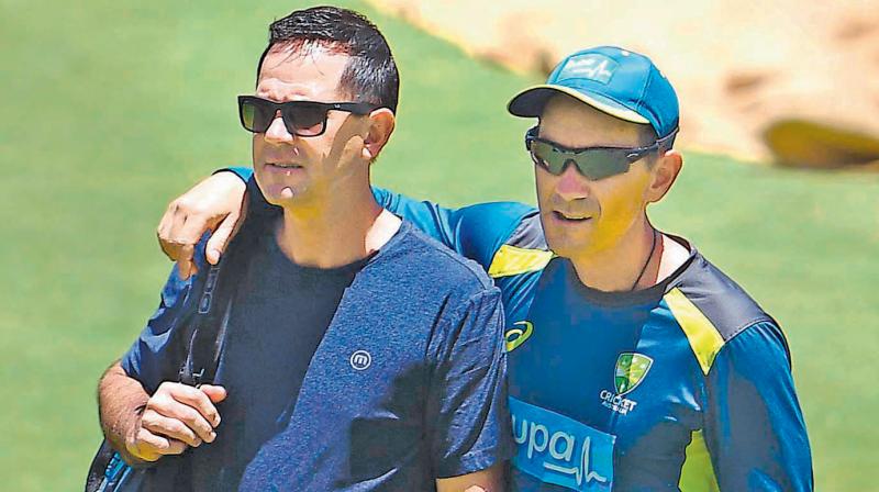 Australia chief coach Justin Langer (R) with his assistant Ricky Ponting. DC File Photo