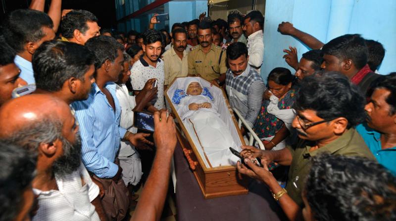 The boy’s body being shifted to an ambulance after post-mortem on Saturday. (Image: Rajeev Prasad) The boy’s body being shifted to an ambulance after post-mortem on Saturday. (Image: Rajeev Prasad)