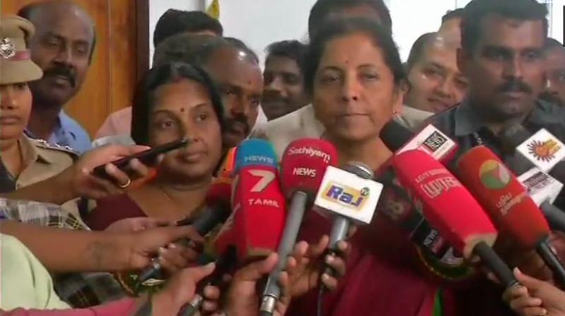 'There is no relationship between the airstrike and elections. It was based upon intelligence inputs on terrorist activities in Pakistan, to be unleashed against India. It was not a military action,' Sitharaman said. (Photo: ANI | Twitter) 'There is no relationship between the airstrike and elections. It was based upon intelligence inputs on terrorist activities in Pakistan, to be unleashed against India. It was not a military action,' Sitharaman said. (Photo: ANI | Twitter)