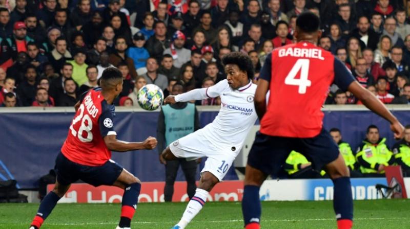 Brazilian Willian volleyed home with 12 minutes left on his 300th Chelsea appearance after Tammy Abraham’s opener had been cancelled out by Lille’s Victor Osimhen in the first half. (Photo:AFP) Brazilian Willian volleyed home with 12 minutes left on his 300th Chelsea appearance after Tammy Abraham’s opener had been cancelled out by Lille’s Victor Osimhen in the first half. (Photo:AFP)