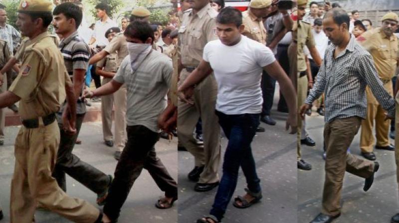 Delhi gangrape convicts Akshay Thakur, Pawan Gupta (face covered), Vinay and Mukesh Singh (R) Delhi gangrape convicts Akshay Thakur, Pawan Gupta (face covered), Vinay and Mukesh Singh (R)