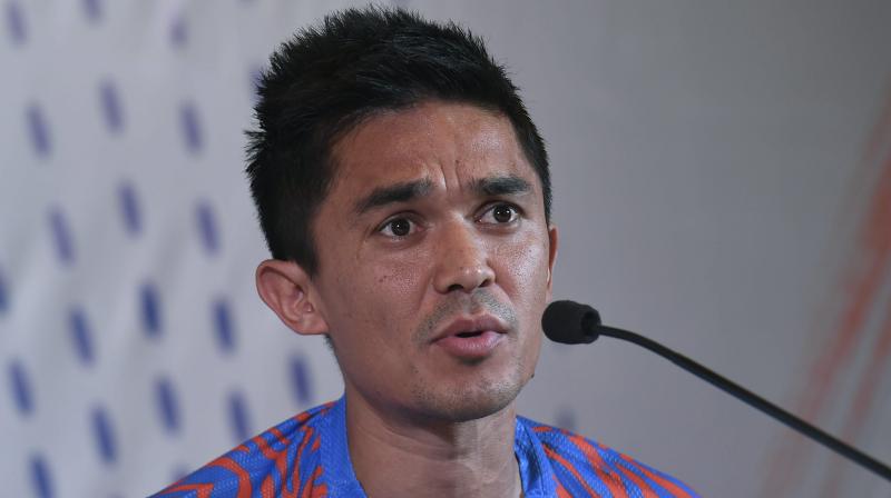 Indian captain Sunil Chhetri on Wednesday stated "India will be looking to get no less than 3 points against Thailand" ahead of the Blue Tigers' fourth participation in the AFC Asian Cup 2019. (Photo: PTI) Indian captain Sunil Chhetri on Wednesday stated "India will be looking to get no less than 3 points against Thailand" ahead of the Blue Tigers' fourth participation in the AFC Asian Cup 2019. (Photo: PTI)