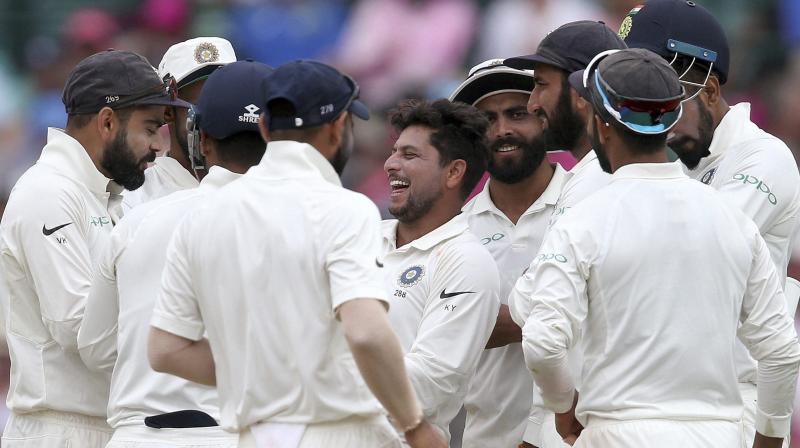 The 24-year-old left-arm wrist spinner scalped three wickets to leave Australia struggling for 236-6 in reply to India's first-inning score of 622-7 declared on the third day of the fourth Test. (Photo: AP) The 24-year-old left-arm wrist spinner scalped three wickets to leave Australia struggling for 236-6 in reply to India's first-inning score of 622-7 declared on the third day of the fourth Test. (Photo: AP)