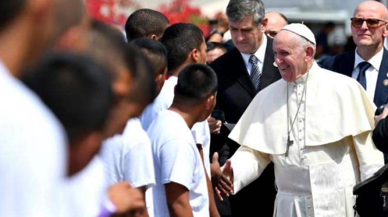Pope Francis greets young detainees before leaving Las Garzas youth detention centre on the outskirts of Panama City, during his visit to Panama for World Youth Day. (Photo:AFP) Pope Francis greets young detainees before leaving Las Garzas youth detention centre on the outskirts of Panama City, during his visit to Panama for World Youth Day. (Photo:AFP)