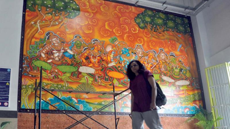 One of the mural painting displayed at Edappally Metro station in Kochi. (Photo: SUNOJ NINAN MATHEW) One of the mural painting displayed at Edappally Metro station in Kochi. (Photo: SUNOJ NINAN MATHEW)