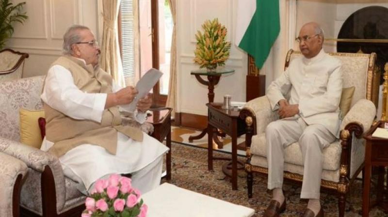 The meeting between Governor Malik and President Kovind comes at a time when the daily life is returning to normalcy in the valley after the abrogation of Article 370. (Photo: ANI) The meeting between Governor Malik and President Kovind comes at a time when the daily life is returning to normalcy in the valley after the abrogation of Article 370. (Photo: ANI)