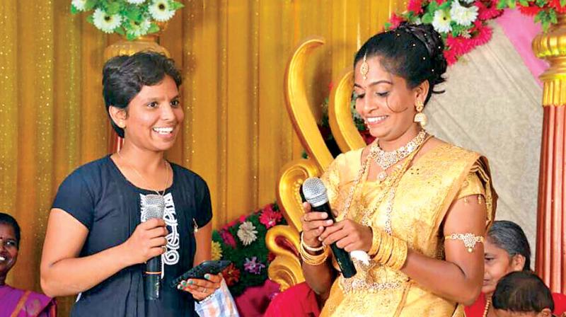 Kausalya with Joanna Kavi at the wedding. Kausalya with Joanna Kavi at the wedding.