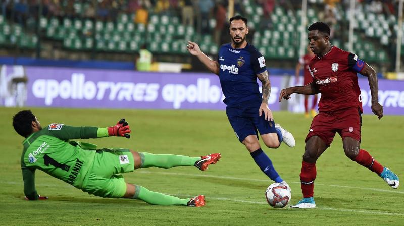 NEU FC bounced back through skipper Ogbeche. (Photo: PTI) NEU FC bounced back through skipper Ogbeche. (Photo: PTI)