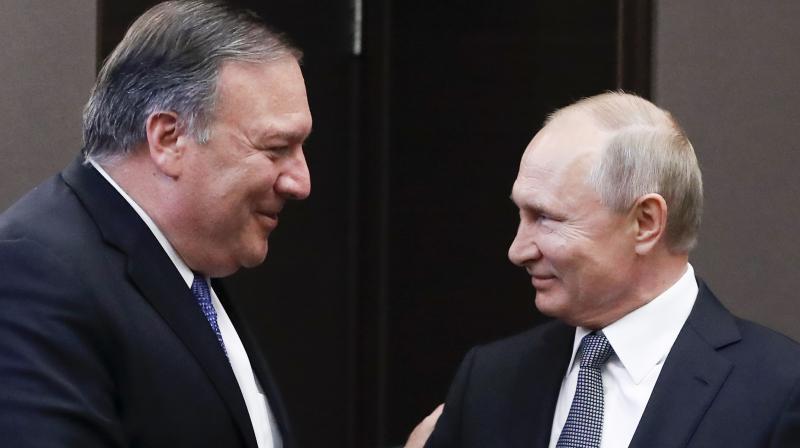 The sanctions came just two days after Secretary of State Mike Pompeo met Putin in the Russian resort of Sochi. (Photo:AP) The sanctions came just two days after Secretary of State Mike Pompeo met Putin in the Russian resort of Sochi. (Photo:AP)