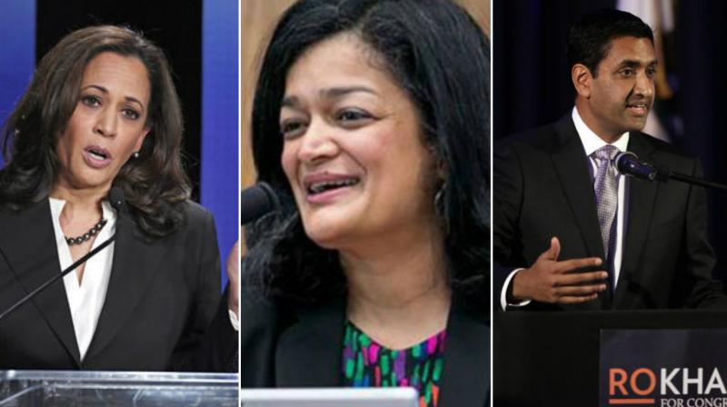 (L to R) Kamala Harris, Pramila Jayapal and Ro Khanna. (Photo: AP) (L to R) Kamala Harris, Pramila Jayapal and Ro Khanna. (Photo: AP)