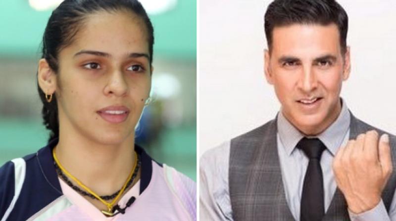 Badminton player Saina Nehwal and actor Akshay Kumar. (Photo: Twitter | ANI) Badminton player Saina Nehwal and actor Akshay Kumar. (Photo: Twitter | ANI)