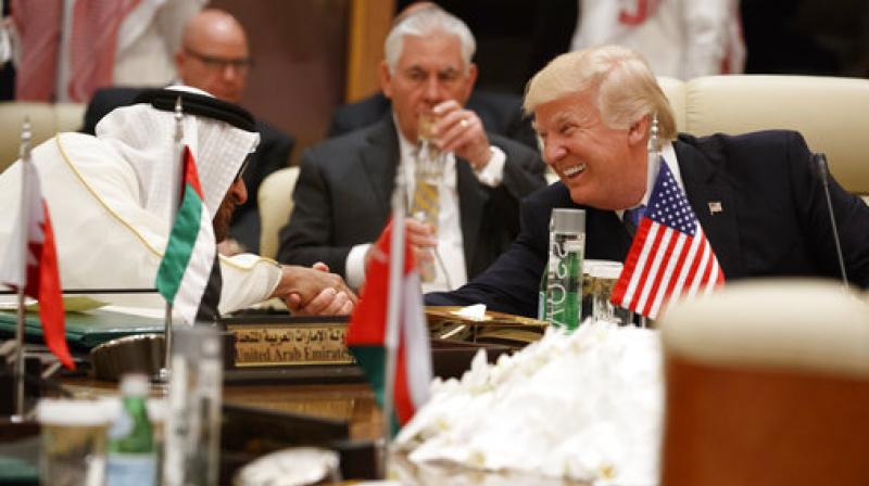 US President shakes hands with Abu Dhabi's Crown Prince Mohammed bin Zayed Al Nahyan during a meeting with leaders at the Gulf Cooperation Council Summit, at the King Abdulaziz Conference Center, on May 21, 2017, in Riyadh. (Photo: AP) US President shakes hands with Abu Dhabi's Crown Prince Mohammed bin Zayed Al Nahyan during a meeting with leaders at the Gulf Cooperation Council Summit, at the King Abdulaziz Conference Center, on May 21, 2017, in Riyadh. (Photo: AP)