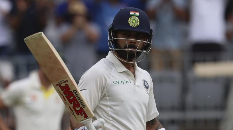 Playing in his 75th Test, Virat Kohli notched up his 25th Test hundred and 6th in Australia on Day three of the second India versus Australia Test in Perth. (Photo: AP) Playing in his 75th Test, Virat Kohli notched up his 25th Test hundred and 6th in Australia on Day three of the second India versus Australia Test in Perth. (Photo: AP)