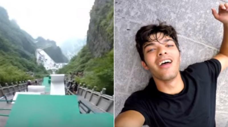 The exciting video was published by Calen on Youtube and has got over 1.5 lakh views as people are taken through the dizzy jump with a camera fitted on him. (Photo: Youtube) The exciting video was published by Calen on Youtube and has got over 1.5 lakh views as people are taken through the dizzy jump with a camera fitted on him. (Photo: Youtube)